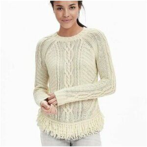 Banana Republic Cable Knit Sweater Merino Wool Alpaca Women's SZ Medium Cream